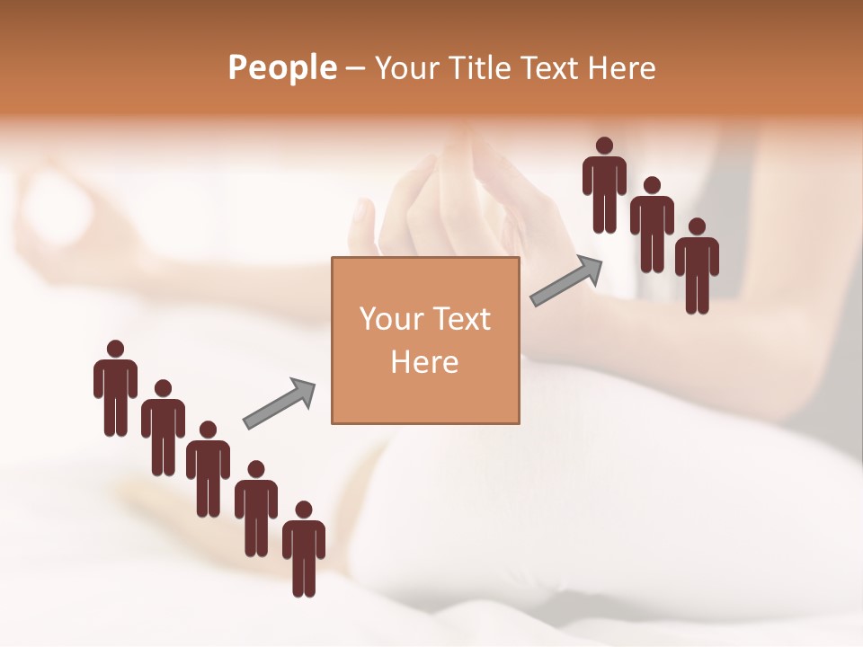 A Woman Sitting On A Bed With Her Hands In The Air PowerPoint Template