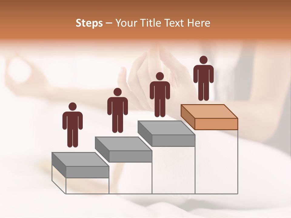 A Woman Sitting On A Bed With Her Hands In The Air PowerPoint Template