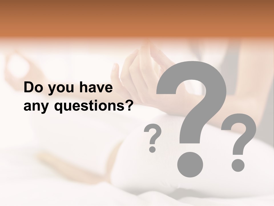 A Woman Sitting On A Bed With Her Hands In The Air PowerPoint Template