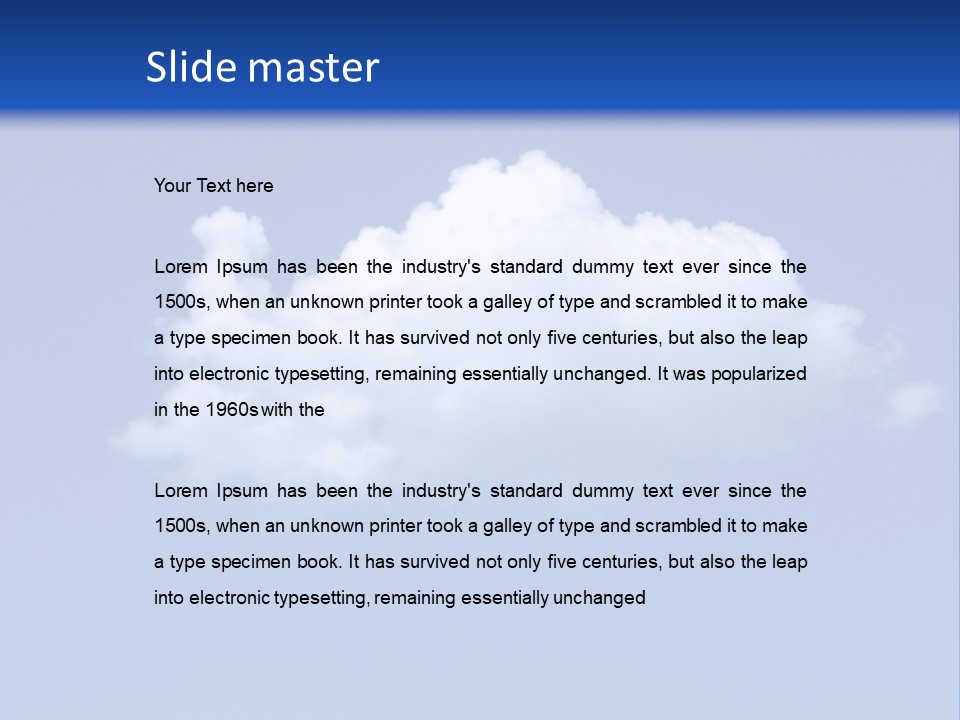 A Blue Sky With A Cloud In The Middle Of It PowerPoint Template
