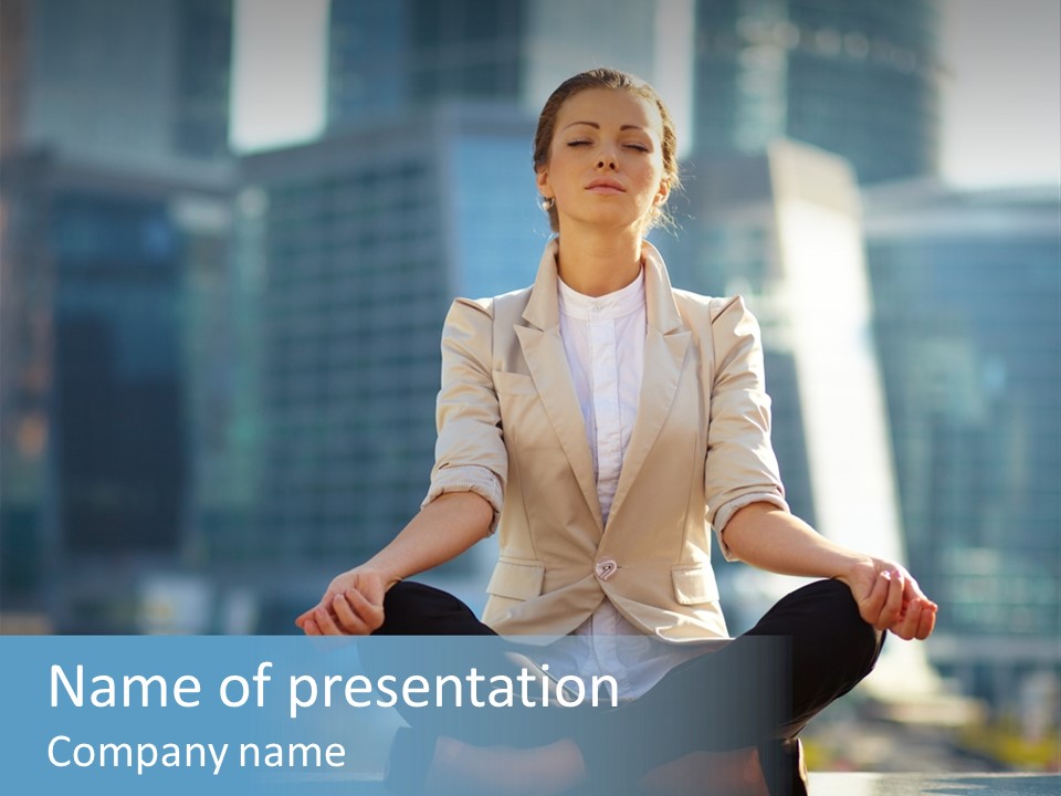 A Woman Sitting In A Lotus Position With Her Eyes Closed PowerPoint Template