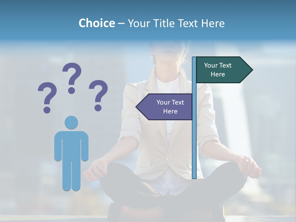 A Woman Sitting In A Lotus Position With Her Eyes Closed PowerPoint Template