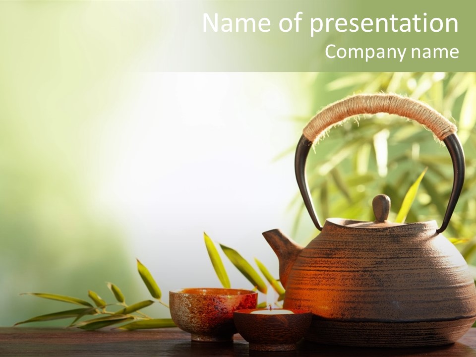 Teaset Candle Burning PowerPoint Template