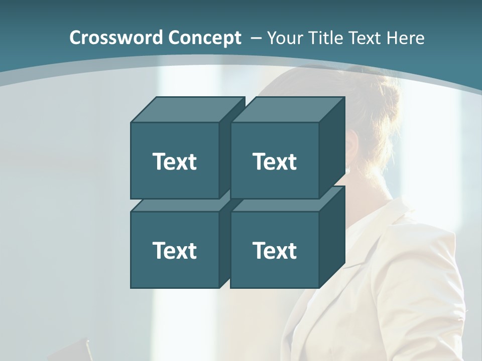 A Woman In A Business Suit Is Looking At Her Tablet PowerPoint Template