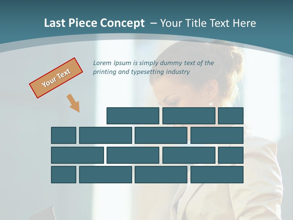 A Woman In A Business Suit Is Looking At Her Tablet PowerPoint Template