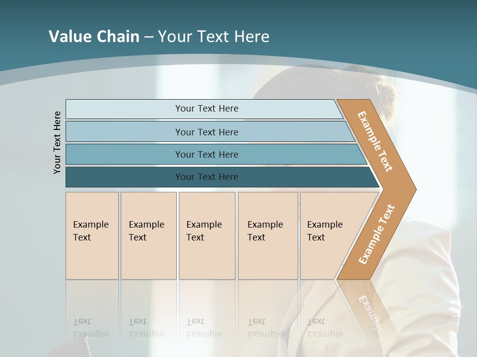 A Woman In A Business Suit Is Looking At Her Tablet PowerPoint Template