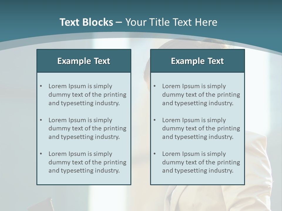 A Woman In A Business Suit Is Looking At Her Tablet PowerPoint Template