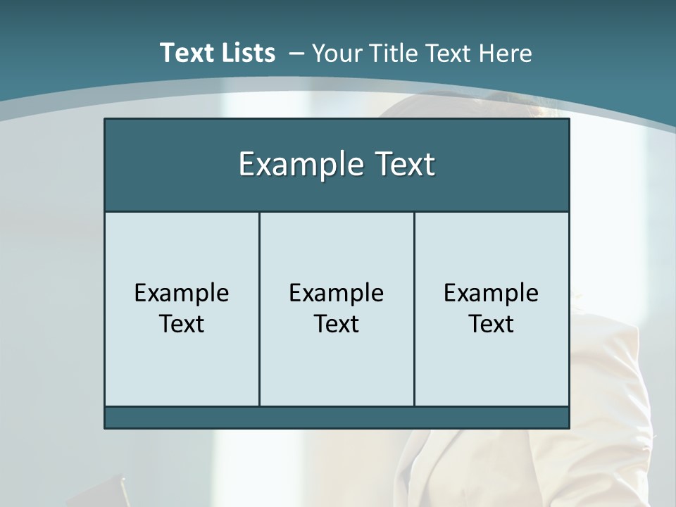 A Woman In A Business Suit Is Looking At Her Tablet PowerPoint Template
