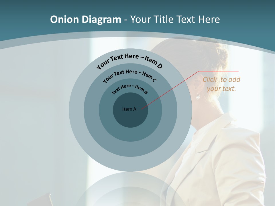 A Woman In A Business Suit Is Looking At Her Tablet PowerPoint Template