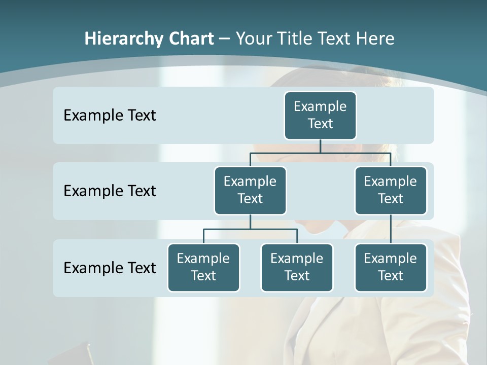A Woman In A Business Suit Is Looking At Her Tablet PowerPoint Template