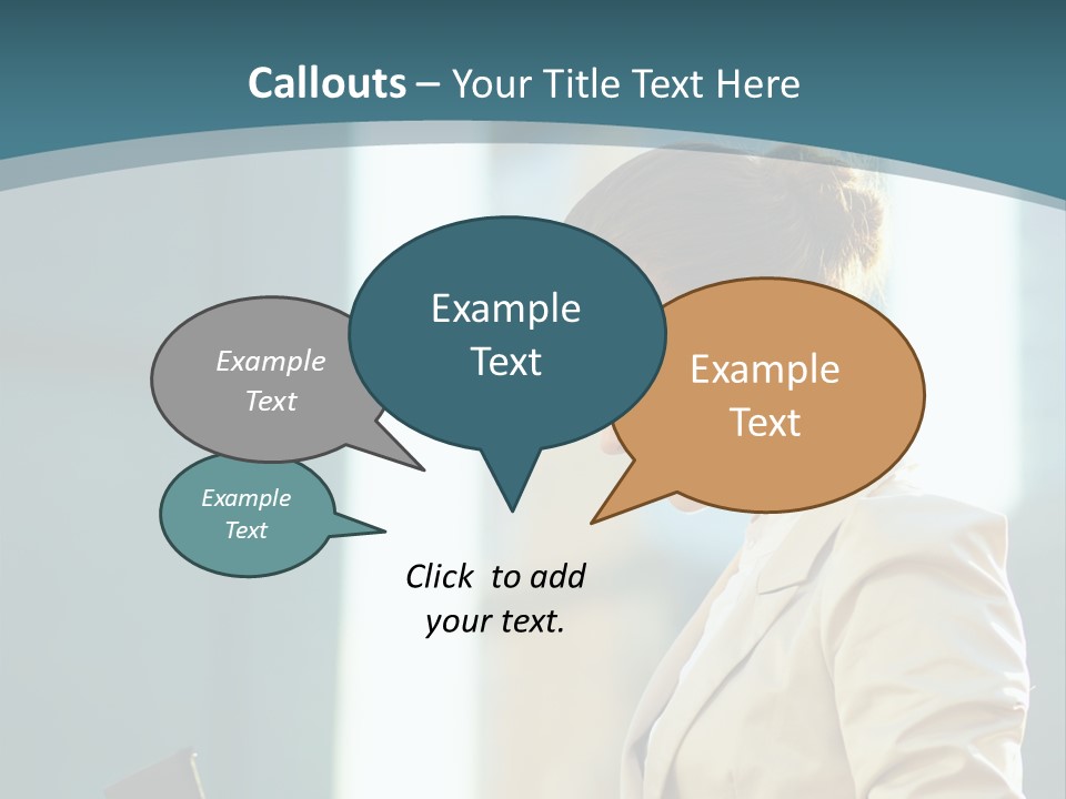 A Woman In A Business Suit Is Looking At Her Tablet PowerPoint Template