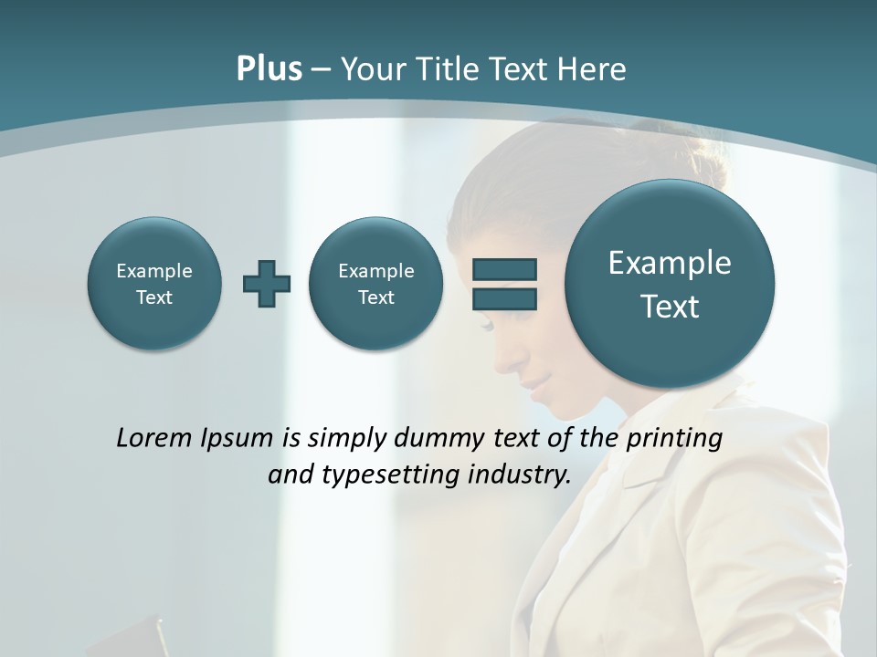 A Woman In A Business Suit Is Looking At Her Tablet PowerPoint Template
