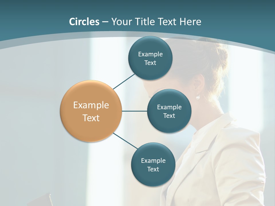 A Woman In A Business Suit Is Looking At Her Tablet PowerPoint Template