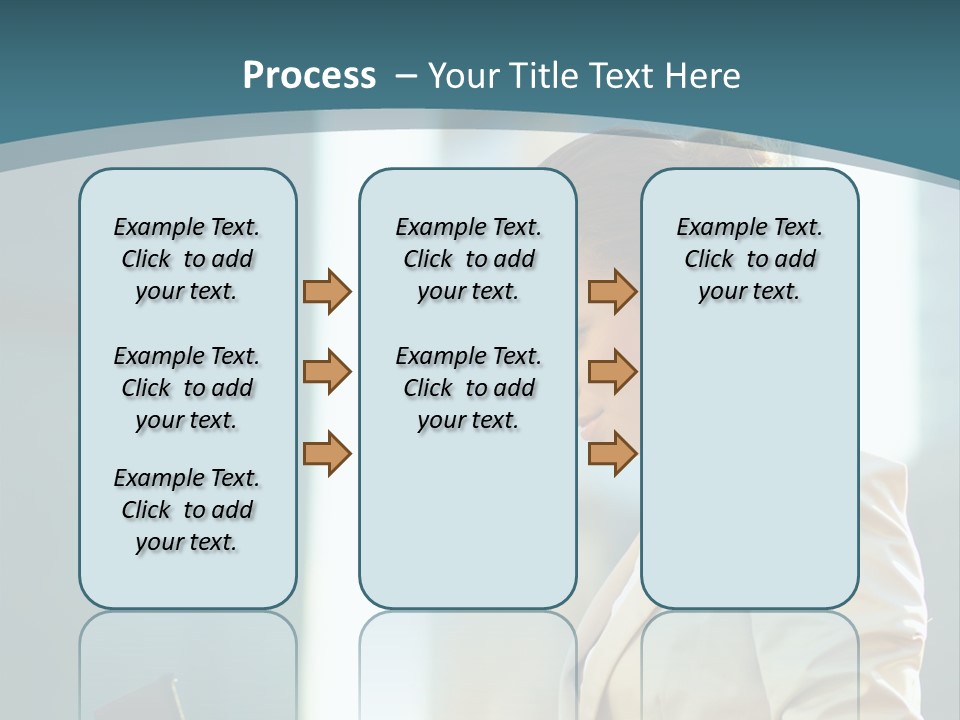 A Woman In A Business Suit Is Looking At Her Tablet PowerPoint Template