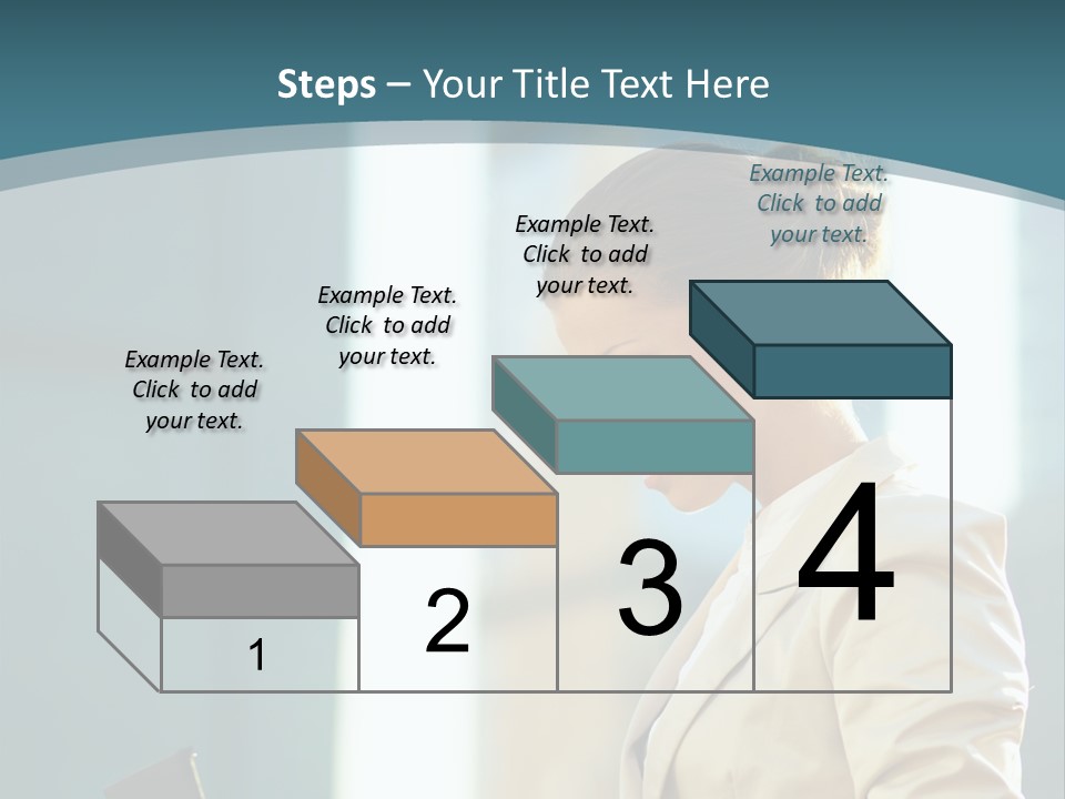 A Woman In A Business Suit Is Looking At Her Tablet PowerPoint Template