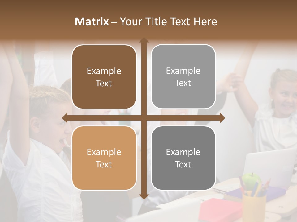 A Group Of Children Raising Their Hands In The Air PowerPoint Template