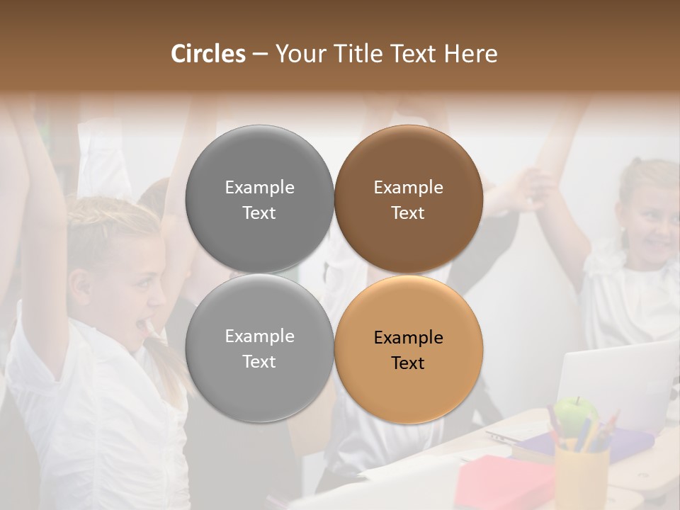 A Group Of Children Raising Their Hands In The Air PowerPoint Template