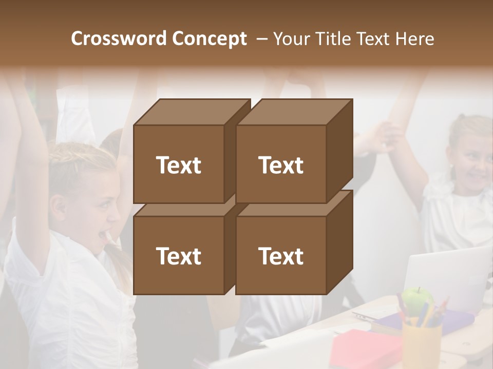 A Group Of Children Raising Their Hands In The Air PowerPoint Template