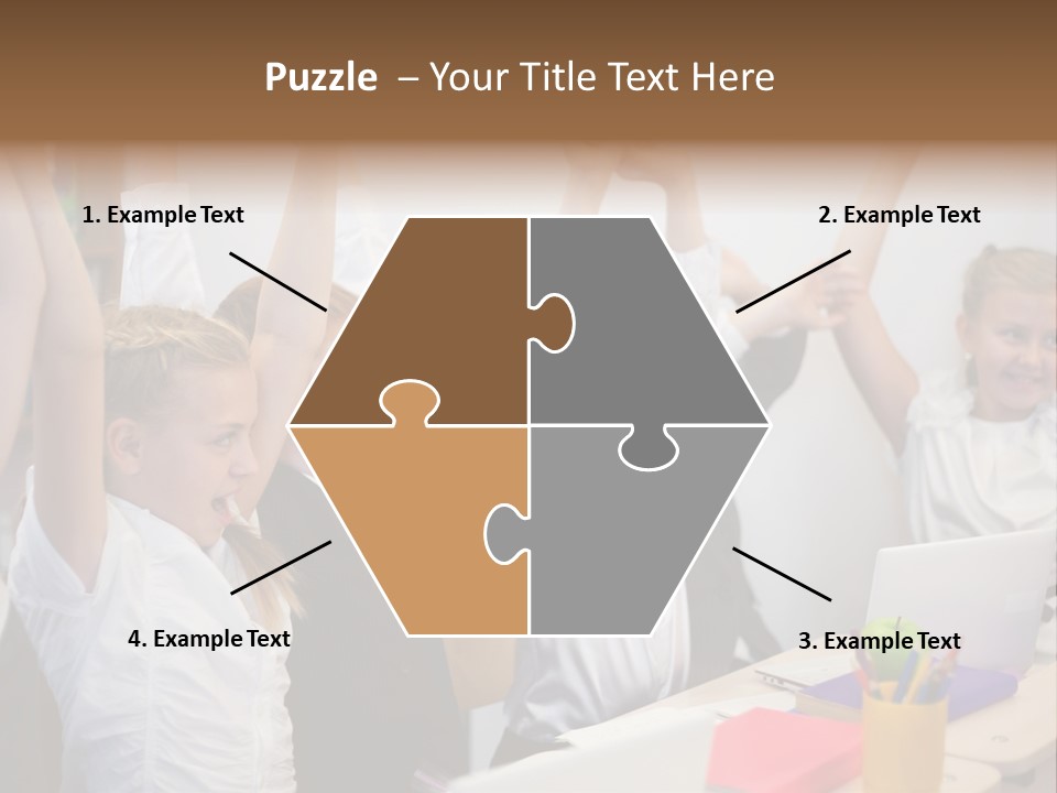 A Group Of Children Raising Their Hands In The Air PowerPoint Template