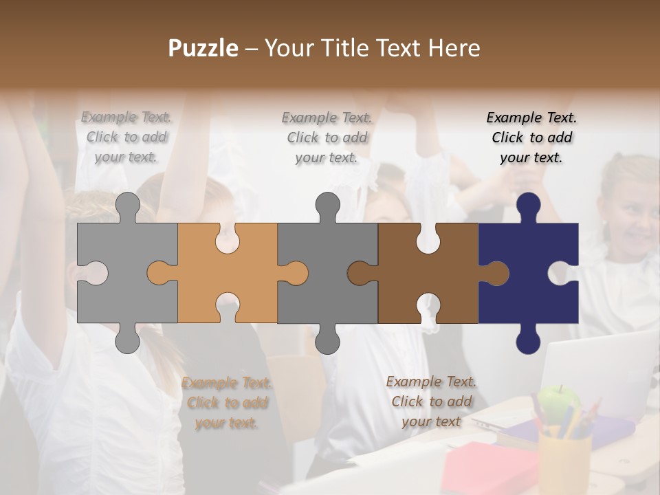 A Group Of Children Raising Their Hands In The Air PowerPoint Template