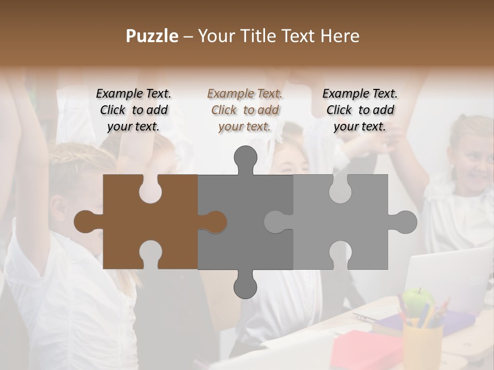 A Group Of Children Raising Their Hands In The Air PowerPoint Template