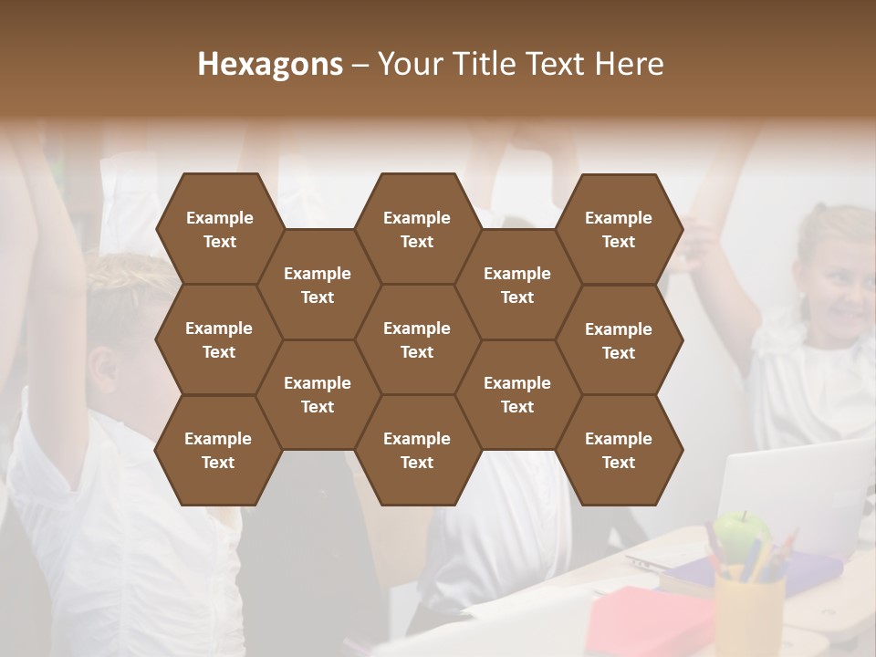 A Group Of Children Raising Their Hands In The Air PowerPoint Template