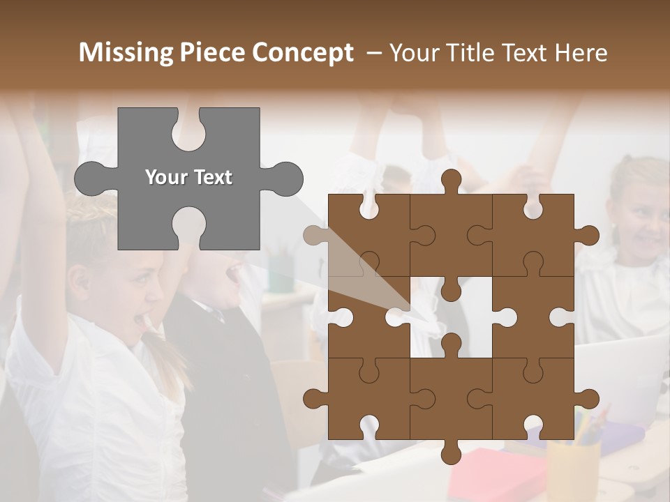 A Group Of Children Raising Their Hands In The Air PowerPoint Template