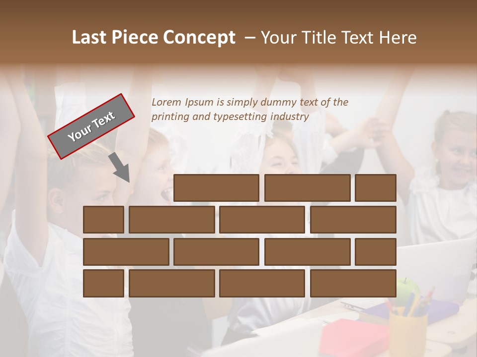 A Group Of Children Raising Their Hands In The Air PowerPoint Template