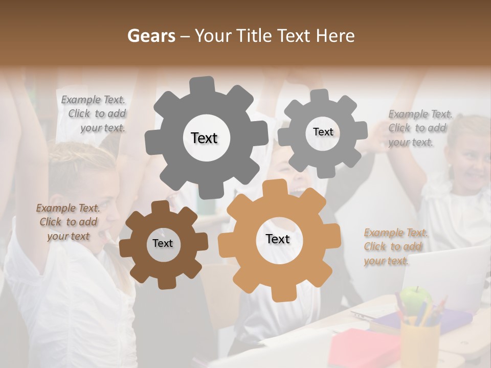 A Group Of Children Raising Their Hands In The Air PowerPoint Template