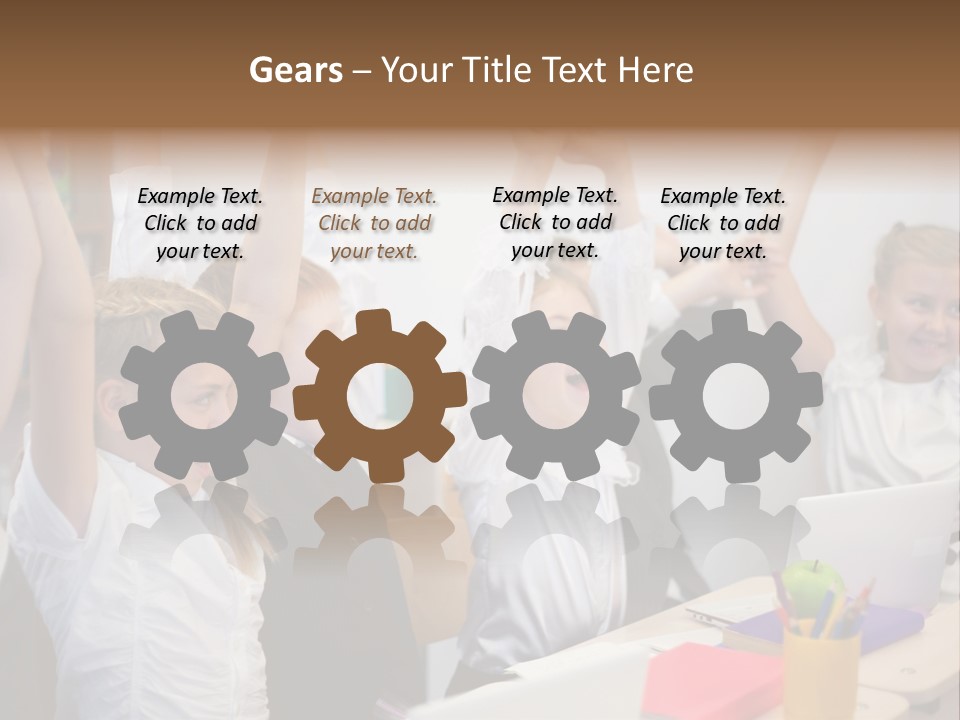 A Group Of Children Raising Their Hands In The Air PowerPoint Template