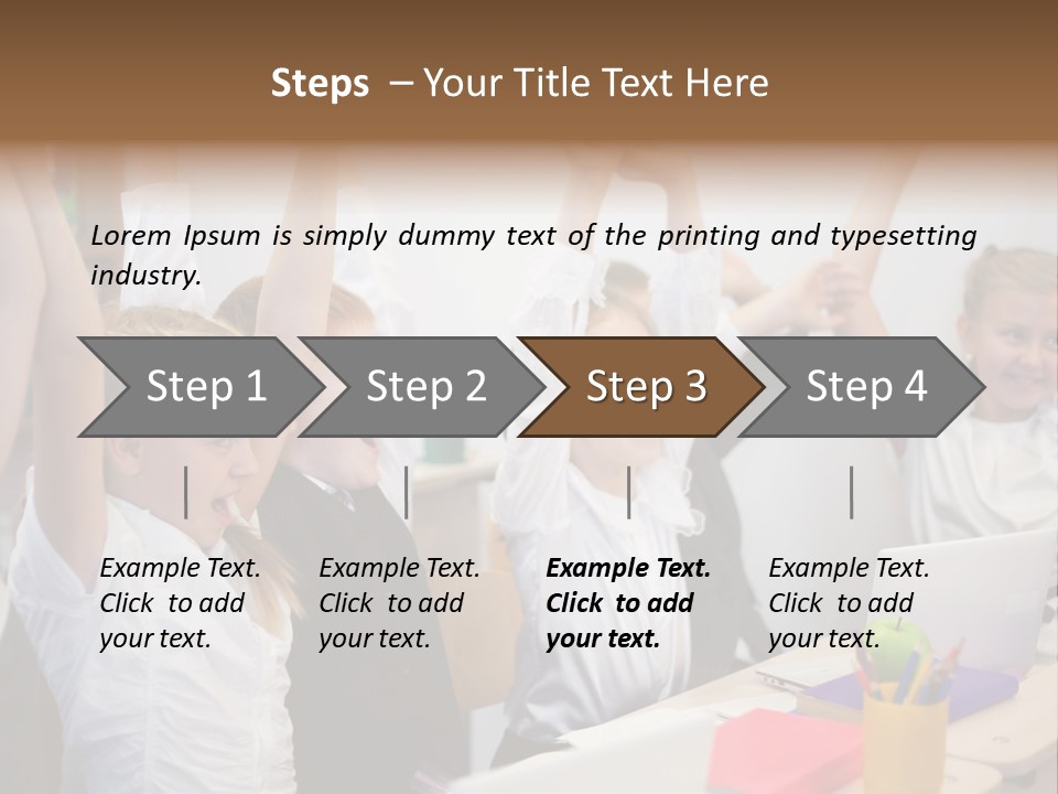 A Group Of Children Raising Their Hands In The Air PowerPoint Template