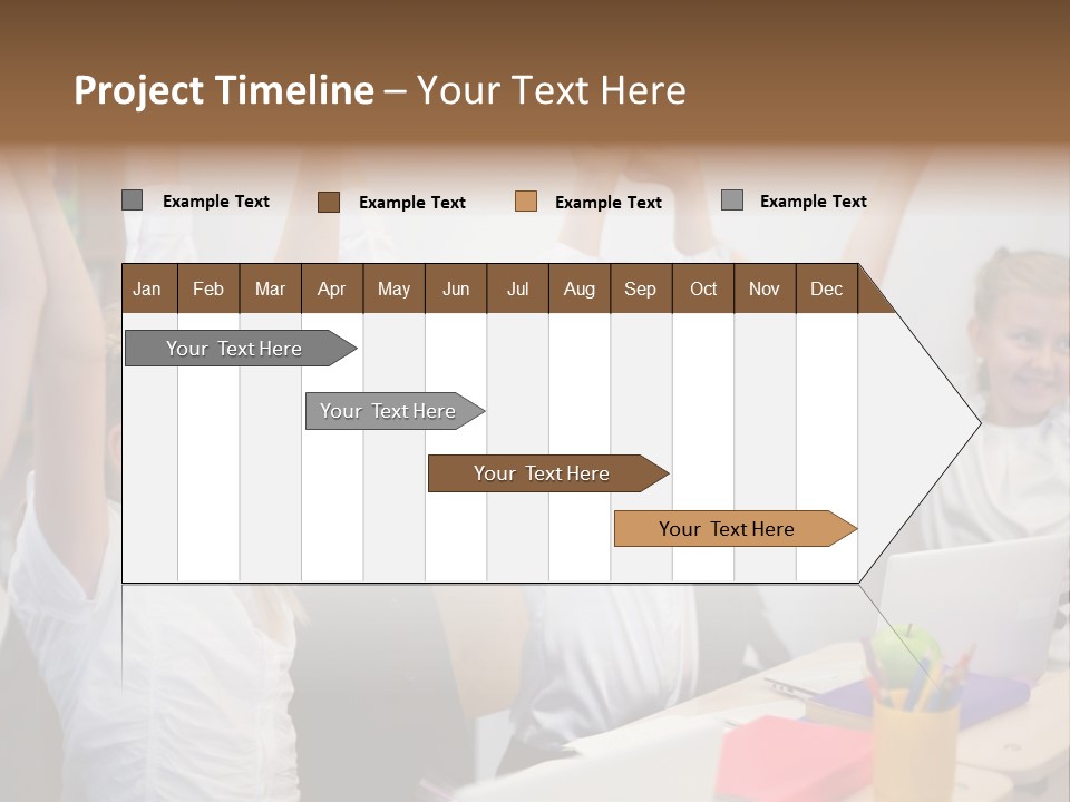 A Group Of Children Raising Their Hands In The Air PowerPoint Template