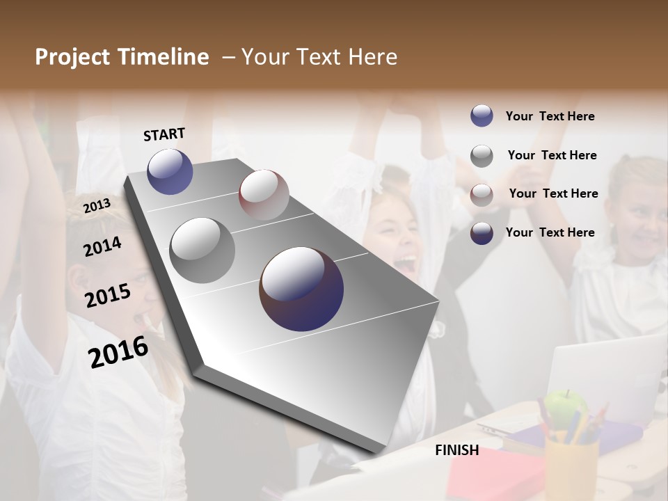 A Group Of Children Raising Their Hands In The Air PowerPoint Template