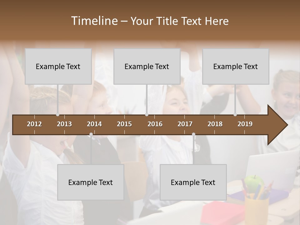 A Group Of Children Raising Their Hands In The Air PowerPoint Template