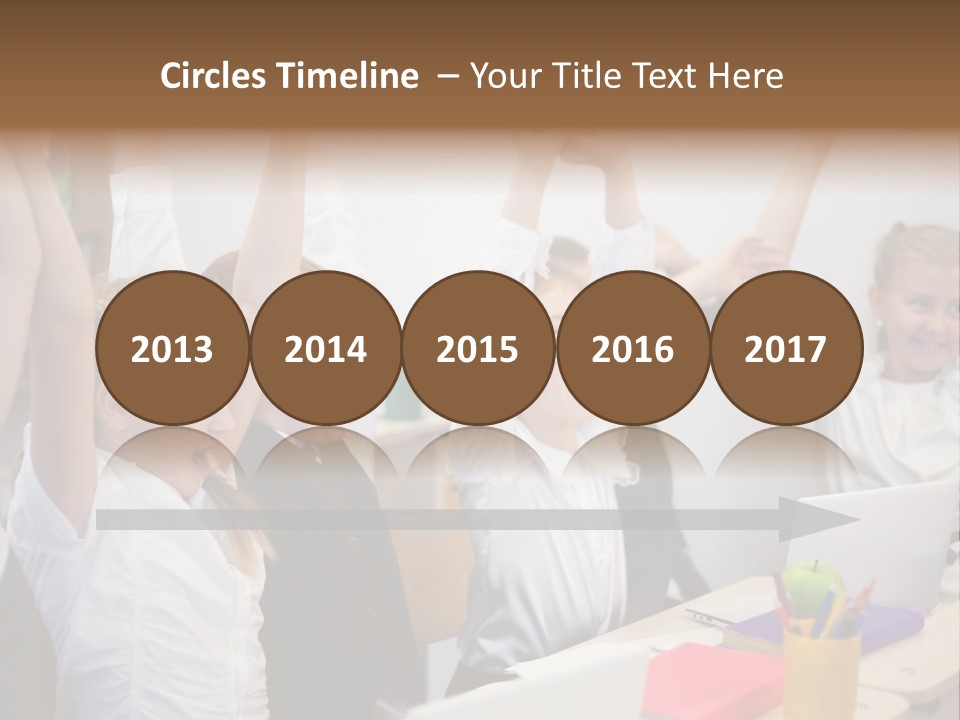 A Group Of Children Raising Their Hands In The Air PowerPoint Template