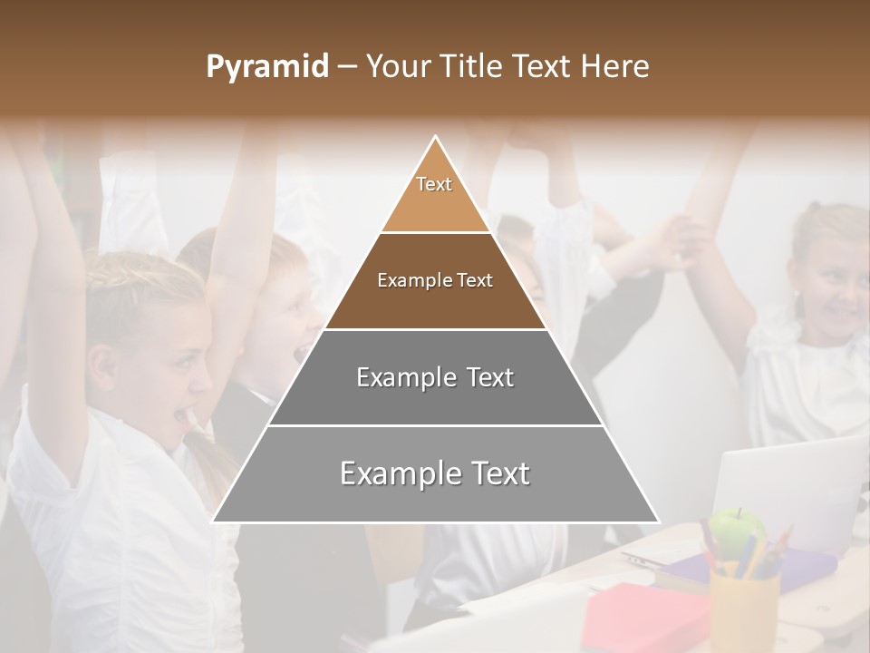 A Group Of Children Raising Their Hands In The Air PowerPoint Template