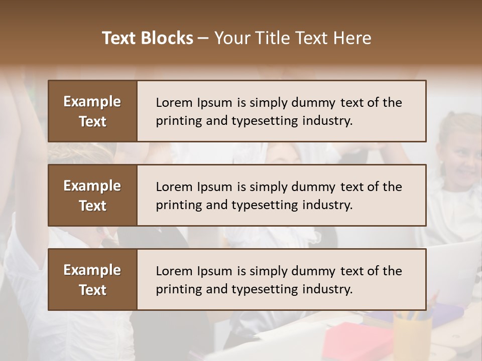 A Group Of Children Raising Their Hands In The Air PowerPoint Template