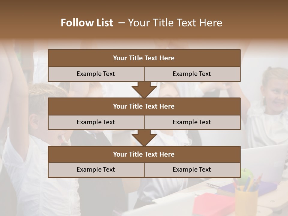 A Group Of Children Raising Their Hands In The Air PowerPoint Template