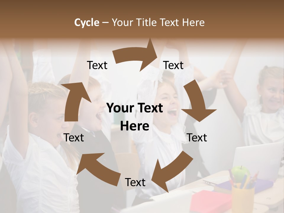 A Group Of Children Raising Their Hands In The Air PowerPoint Template