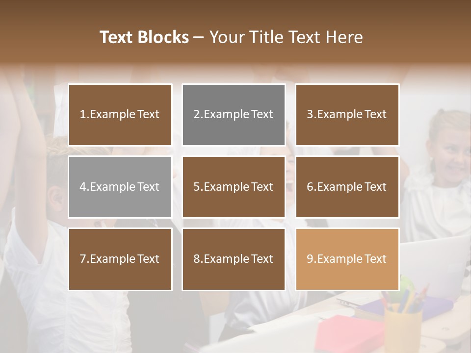 A Group Of Children Raising Their Hands In The Air PowerPoint Template