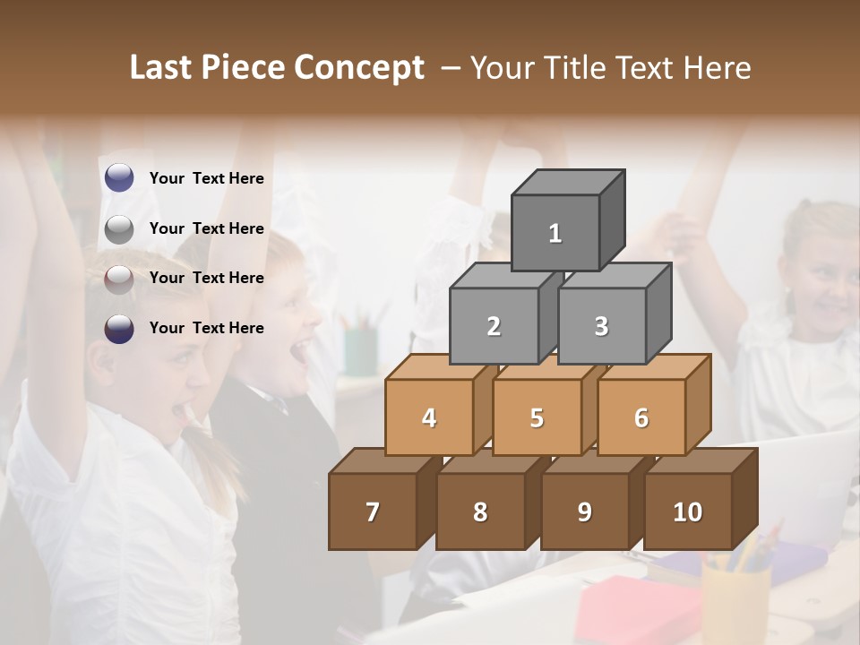 A Group Of Children Raising Their Hands In The Air PowerPoint Template