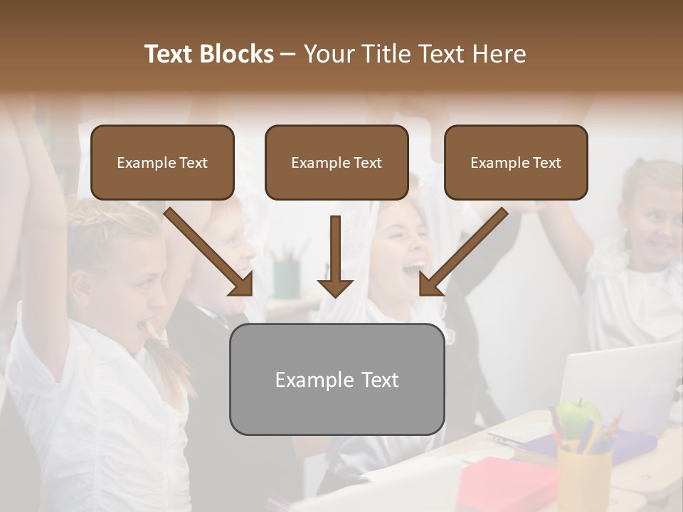 A Group Of Children Raising Their Hands In The Air PowerPoint Template
