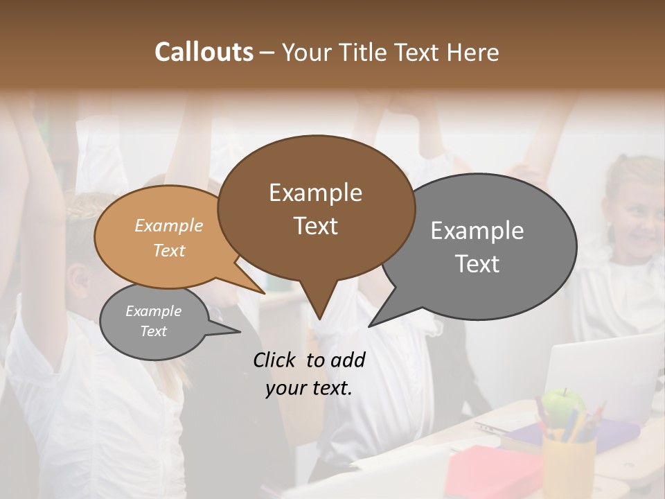 A Group Of Children Raising Their Hands In The Air PowerPoint Template