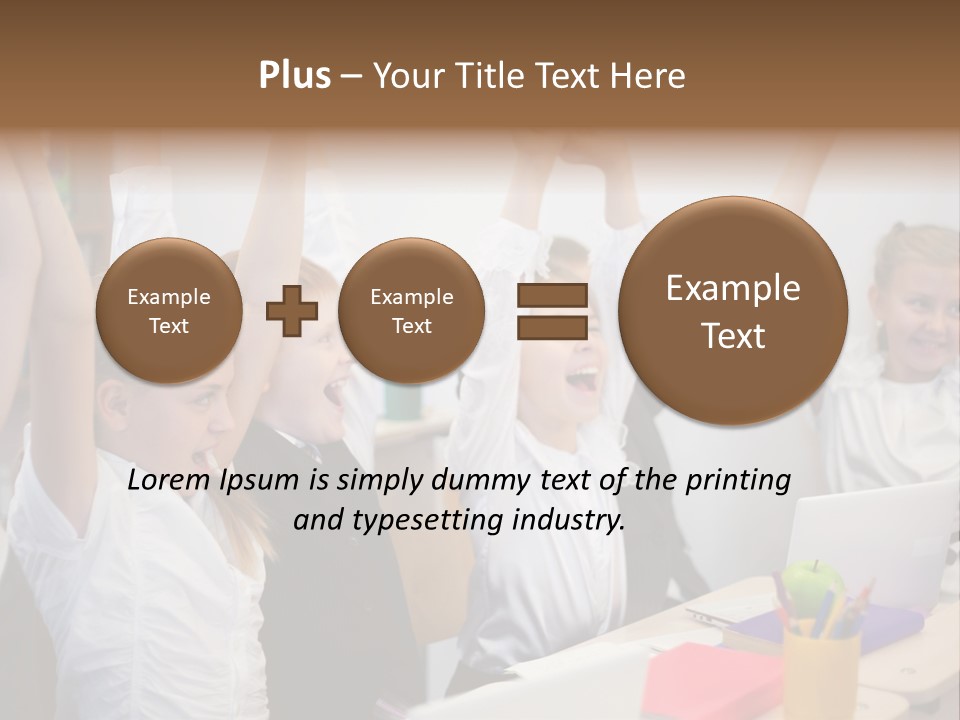 A Group Of Children Raising Their Hands In The Air PowerPoint Template