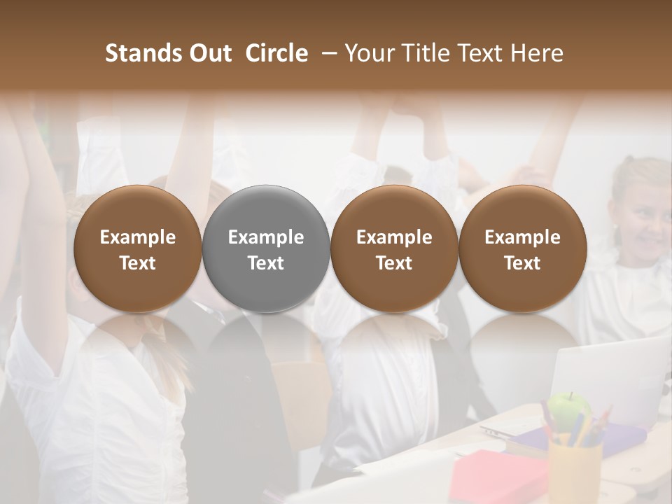 A Group Of Children Raising Their Hands In The Air PowerPoint Template