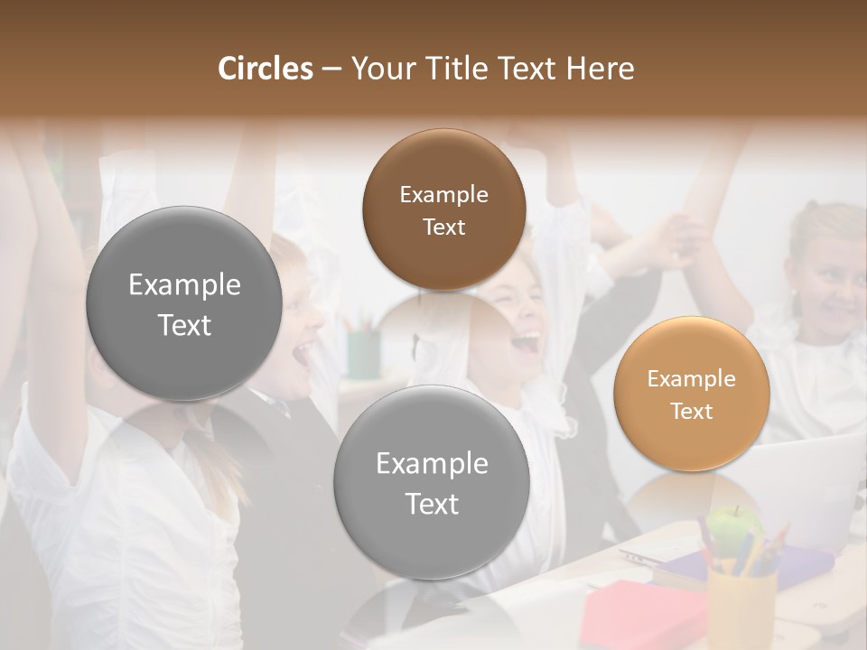 A Group Of Children Raising Their Hands In The Air PowerPoint Template