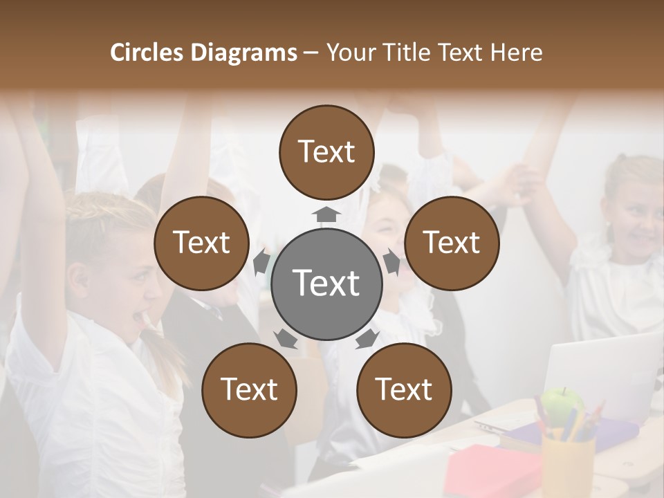 A Group Of Children Raising Their Hands In The Air PowerPoint Template