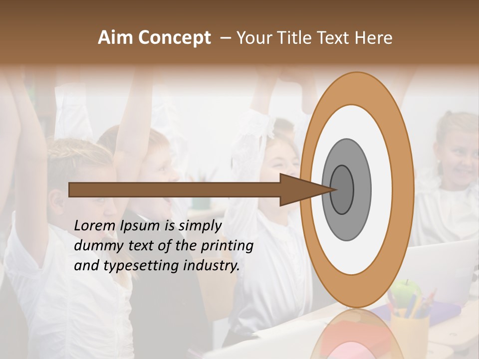 A Group Of Children Raising Their Hands In The Air PowerPoint Template