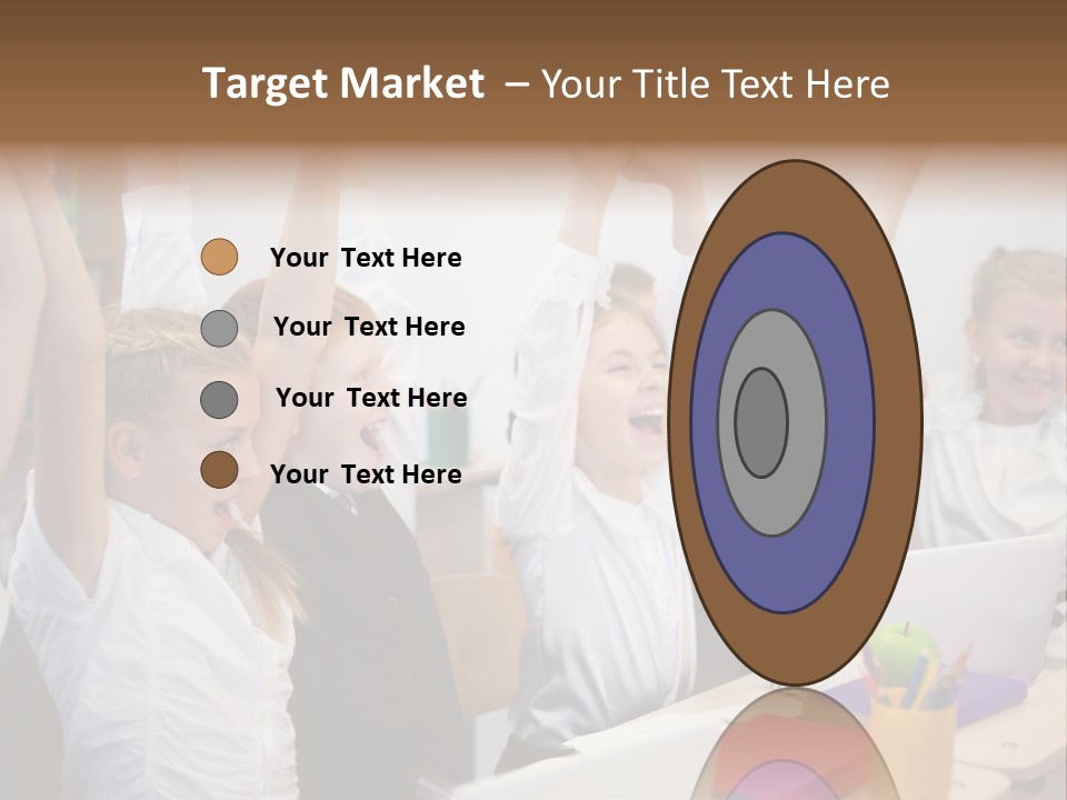 A Group Of Children Raising Their Hands In The Air PowerPoint Template