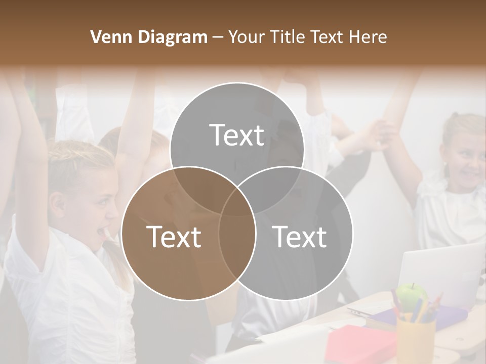 A Group Of Children Raising Their Hands In The Air PowerPoint Template